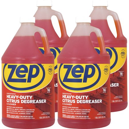 Zep Heavy-Duty Citrus Degreaser, 4 Qt Liquid, Orange, 4 PK ZPEZUCIT128CT
